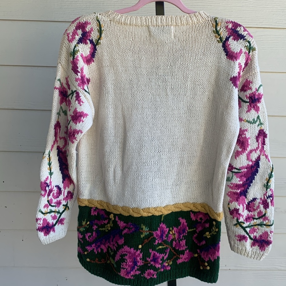Vintage Jennifer reed handknit floral cottagecore coastal grandma sweater small - Picture 4 of 10